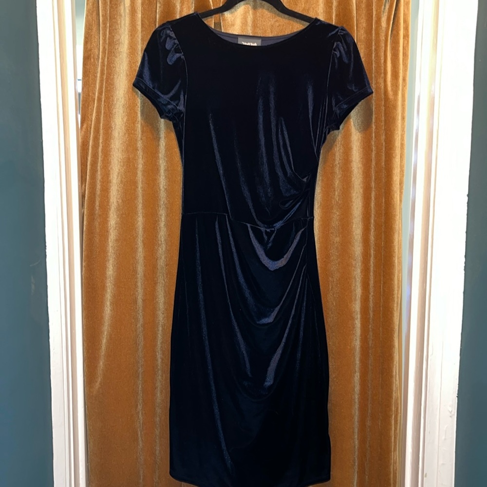Modcloth Blue Velvet Mini Dress - Picture 2 of 5